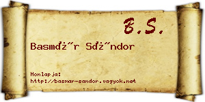 Basmár Sándor névjegykártya